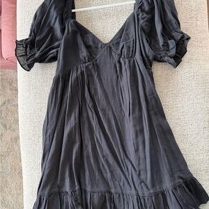 Showpo Puff Sleeve Black Dress